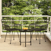 5 Piece Garden Dining Set Black Poly Rattan